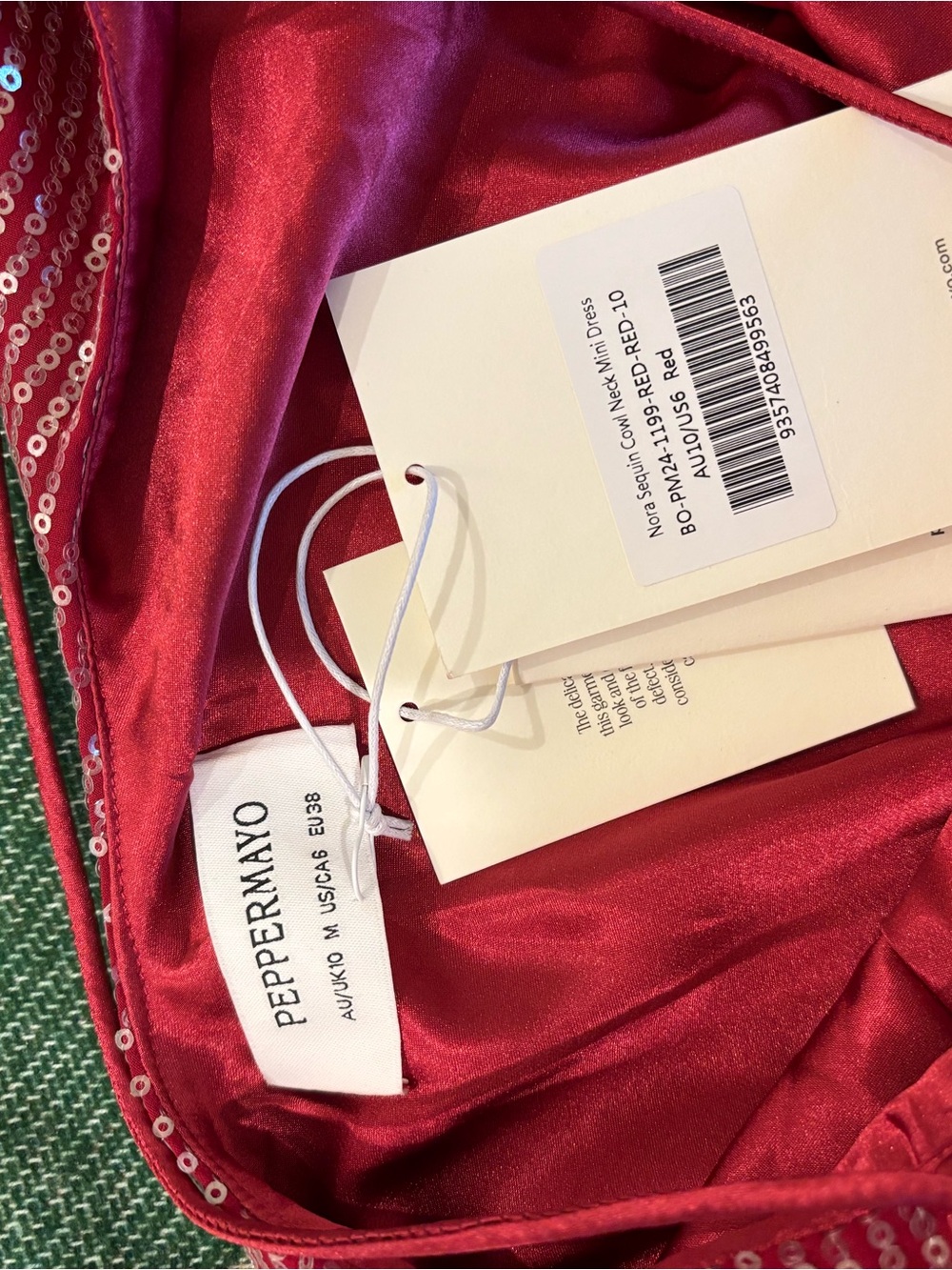 Peppermayo Red Sequin Plunge Backless Mini Dress - Picture 4 of 4